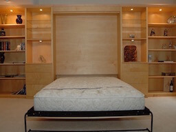 Built in Maple Melamine Murphy Bed with Shelving